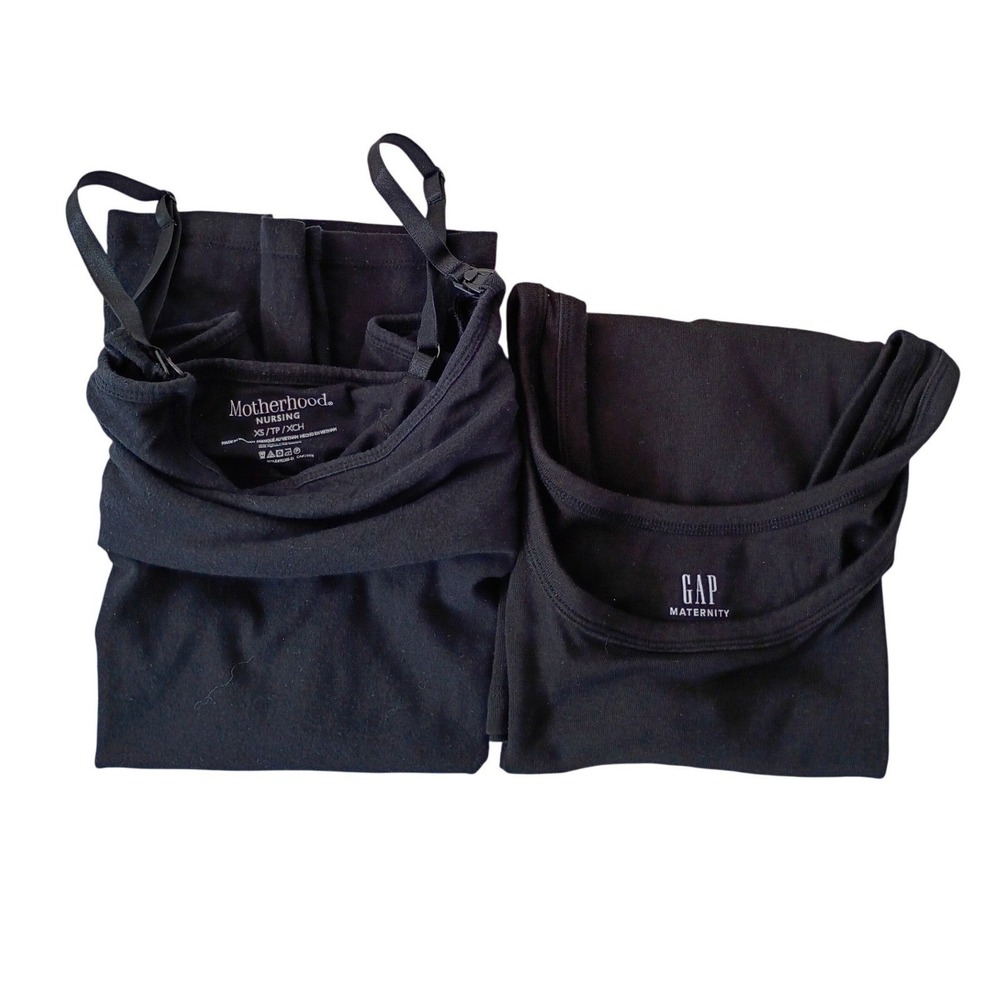 Motherhood Maternity & GAP Black Tank Top + Nursing Cami Bundle Size S -2 Tops‎